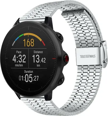 Produktbild von Strap-it Stahlarmband - Kompatibel mit Polar Vantage M Armband Ersatzarmband Edelstahl Armband mit schnappverschluss Sportuhr zubehör für smartwatch 22mm Armband Silber