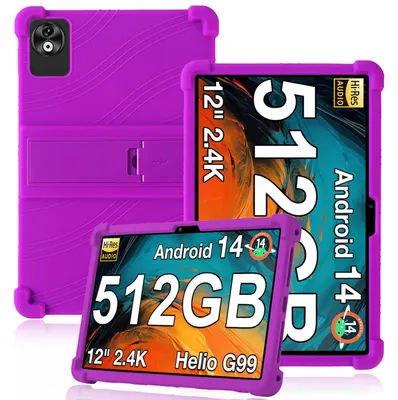 Produktbild von Tablet Hülle für Doogee T40 Pro 12,0", Stoßfeste Weiches Silikon Schutzhülle mit Standfunktion Lila