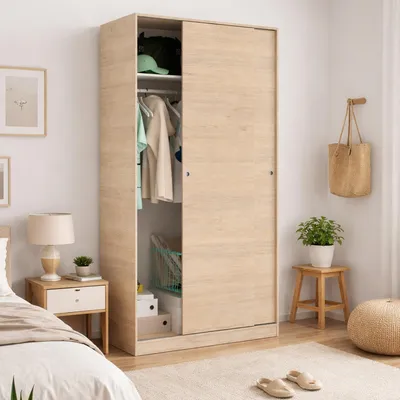 Immagine prodotto di Dmora Guardaroba 2 Ante Abigale 50x204h cm Marrone Rovere, Appendiabiti 2 Ante