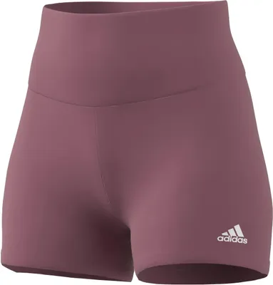 Productafbeelding van adidas dames yogabroek, model Essentials, hoge taille, korte broek, kleur: roze (Strata), maat: XL