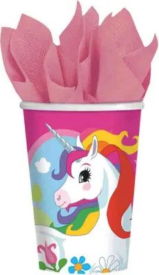 Produktbild von Amscan Riethmüller 8 Pappbecher mit dem Motiv Einhorn in bunt