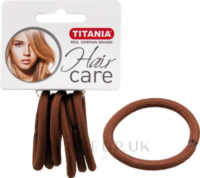 Image de Elastiques à cheveux Titania, marron, 4cm, paquet de 6