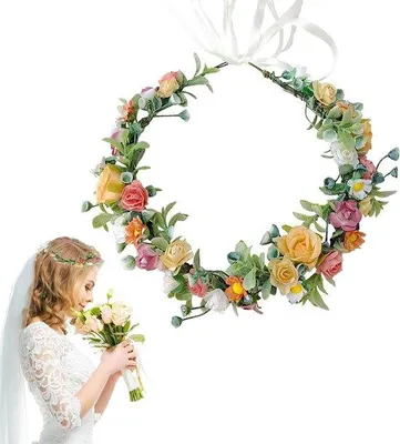 Produktbild von Blumenkranz aus Seidenstoff, grün, für Hochzeiten, Haarschmuck, Foto-Requisite, 12 cm