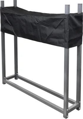 Produktbild von Kaminholzregal Regal Aufbewahrung für Kaminholz Brennholz Holzunterstand Kaminholzständer Brennholzregal Metall mit Abdeckung 112 x 115 cm in Anthrazit V2Aox