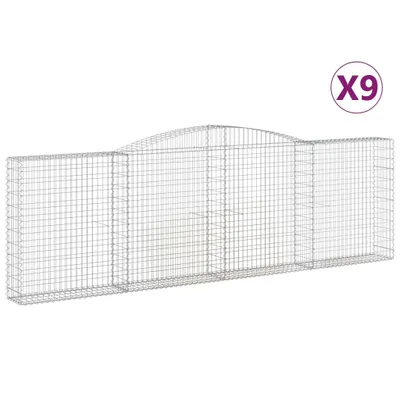 Produktbild von Gabionen mit Hochbogen 9 Stk. 400x30x120/140cm Verzinktes Eisen