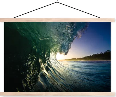 Produktbild von MuchoWow® Textilposter Meer - Golf - Sonne 60x40 cm mit holzfarbenen Rahmen - Bilder