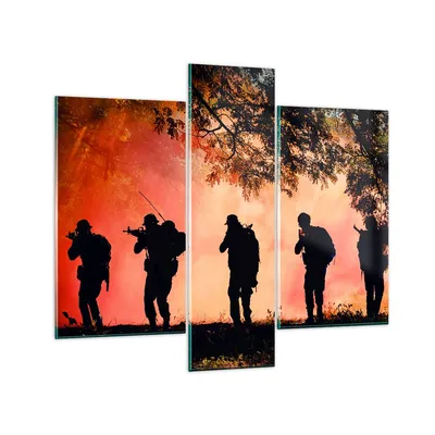 Produktbild von Bilder auf glas - Soldat Gewehr - 95x80cm - Glasbilder - Wandbilder - Bilder - Kunstdruck - zum Aufhängen bereit - Wanddekoration aus Glas - Glas Bilder - Wandbild auf Glas - 3 Teile - GCB95x80-3977