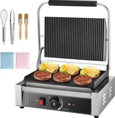 Image de Panini Grill Professionnel Sandwichmaker - plaque de cuisson 34x23cm - paninimaker commercial - gril à sandwichs haute performance
