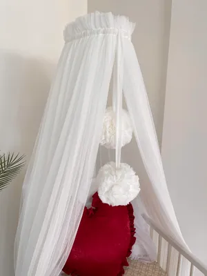 Zdjęcie produktu dla Baby Fancyroom baldachim ecru biały kremowy wykonany z 12 metrów tiulu 1 klasy do łóżeczka dziecięcego baldachim do łóżeczka księżniczka moskitiera do kołyski dziecięcej