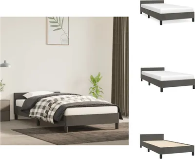 Obrázek produktu pro vidaXL Postel s čelem tmavě šedá 100x200 cm samet - Postele a válendy