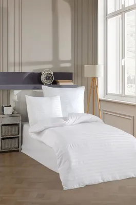 Produktbild von L'Essentiel Linge de Maison, Water Yollu Saten - White, Einzelbettbezug-Set (DE), Weiß, 70 % BAUMWOLLE / 30 % POLYESTER, 135 x 200 cm