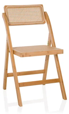 Obrázek produktu pro hjh LIVING skládací židle TUDELA BAMBOO bambus, ratan boční židle židle pro hosty židle skládací až do nosnosti 130 kg