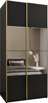 MEBLE KRYSPOL LUX 4 Schrank - 245,5x110x64cm - Schwarz, Schwarz, Gold