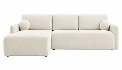 Produktbild von Ecksofa SOFI L-Form, Universal, Modernes Bettsofa mit Schlaffunktion und Bettkasten, Schlafsofa, Couch beidseitig montierbar, ECRU - ABRIAMO 04, KI-generiertes Bild