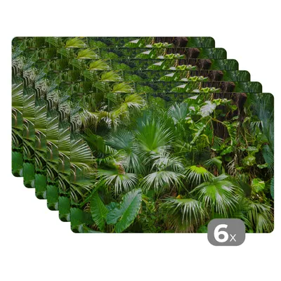 Obrázok produktu pre MuchoWow® Podložky Sada 6 podložiek Umývateľné podložky 30x45x0.3cm Palmové listy - Slnko - Tropické Podložka pod stôl Nekĺzavá a odolná voči teplu