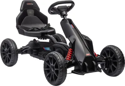 Obrázok produktu pre Fortuna Lai Go-Kart, detské vozidlo s nastaviteľným sedadlom, šliapacie vozidlo, šliapacie auto s ručnou brzdou, 3–8 rokov, vonkajšie použitie, čierne