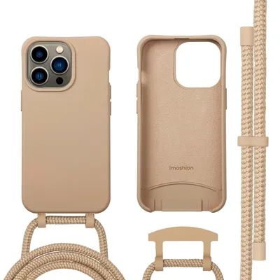 Imagen del producto de Cubierta trasera de color con cordón desmontable con MagSafe para Apple iPhone 13 Pro - Nude