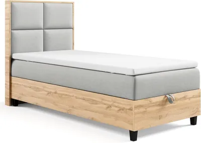 Produktbild von Trinity K-2 Einzelbett 80x200 Grau | Boxspringbett mit Bettkasten | Bonellfederkern & Topper | Polsterbett mit Kopfteil | Lieferung Bordsteinkante