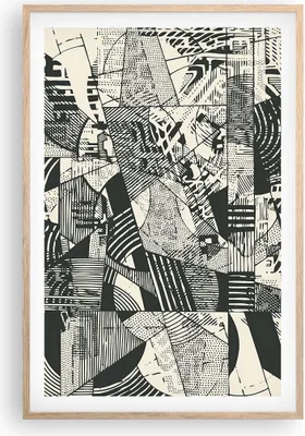 Produktbild von Gerahmtes Poster - Rahmen in heller Eiche - Abstraktion Vintage Schwarz - 61x91,5 cm - Wand Bild - Wanddeko - Wandbilder - Kunstposter - Wandposter - Bilderrahmen - Bilder - Kunstdruck P2NPA61x91-5052