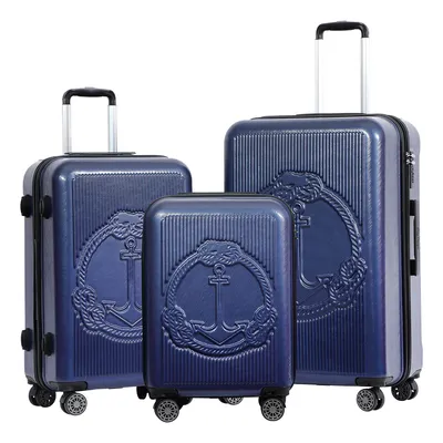 Produktbild von Biggdesign Ocean Koffer Hartschalenkoffer Set | Reisetasche mit Rollen | Reisekoffer mit Kombinationsschloss | 4 Doppel Rollen | 360 Grad drehbar | Koffer Set 3 teilig Hartschale | Leicht | Blau