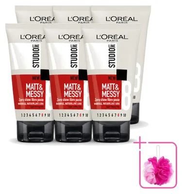 Productafbeelding van 6 x L'Oréal Paris Studio Line Matt & Messy Fibre Paste - 150 ml - Voordeelverpakking - 6 stuks