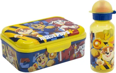 Produktbild von Paw Patrol Chase Rubble 2 tlg Kinder Set Brotdose Trinkflasche 370 ml