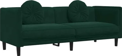 Produktbild von vidaXL Sofa mit Kissen 3-Sitzer Dunkelgrün Samt