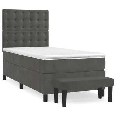 Obrázek produktu pro vidaXL Postel Boxspring s matrací Dark Grey 100x200 cm Velvet