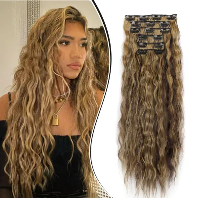 Imagen del producto de Extensiones de cabello onduladas, con clip, juego de 6 piezas, 50 cm, para el cabello