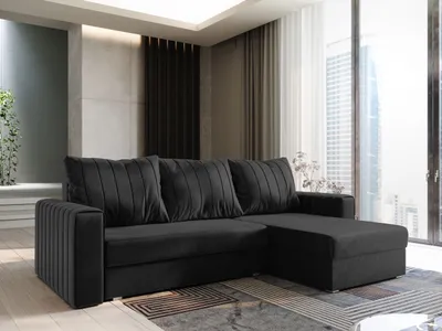 Produktbild von Masseno Ecksofa CARL mit Schlaffunktion L-Form, Sofa mit Bettkasten, Wohnzimmersofa, Couch, Soffa, Bettsofa, Couchgarnitur- Schwarz, KRONOS 07