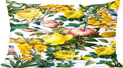 Produktbild von MuchoWow® Zierkissen Sofakissen Wohnzimmer Dekokissen 60x40 cm Blumen - Gelb - Weiß - Kopfkissen - Polster mit Foto