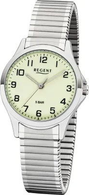 Produktbild von REGENT 2242423 Damenuhr 29 mm Leuchtzifferblatt Silber Zugband