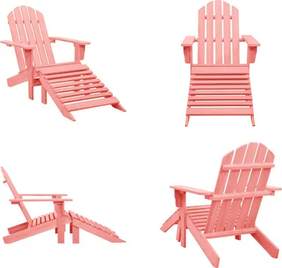 Image de vidaXL Chaise de jardin Adirondack avec repose-pieds en bois massif de sapin rose - Chaise de jardin - Chaises de jardin - Chaise de jardin avec repose-pieds