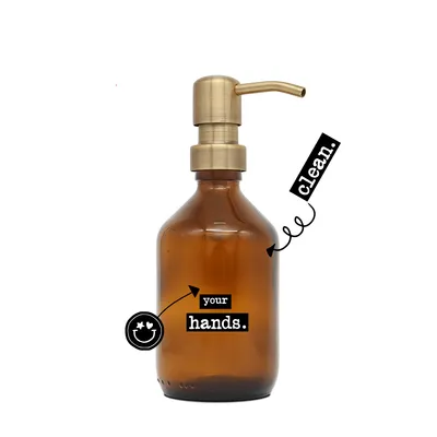 Produktbild von a good smile Seifenspender DIY Glas braun Edelstahlspender gold 250ml