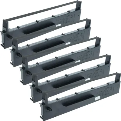 Produktbild von vhbw 5x Farbband Schriftband kompatibel mit Amstrad PCW 8515, 8259, 8521, 8256 Nadeldrucker, Bondrucker - Schwarz