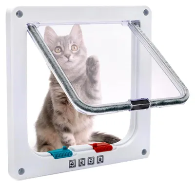 Produktbild von Katzenklappe Haustierklappe Abschließbare Klapptür für Katzen und kleine Hunde