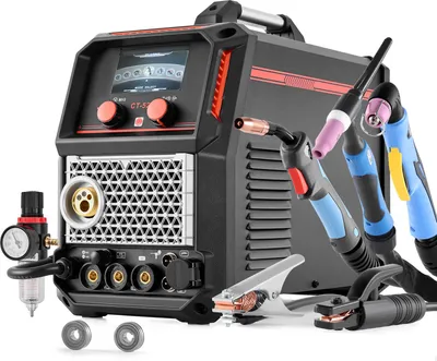 Image de Poste à souder VEVOR 5 en 1 combiné, coupage / TIG / MIG / MIG à remplissage / MMA, poste à souder plasma sans contact 50 A & synergique 200 A, poste à souder MIG à impulsions en aluminium 220 V, compatible avec Spool Gun