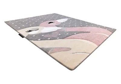 Produktbild von Kinderteppich PETIT FLAMINGOS HERZEN grau Grau 140x190 cm