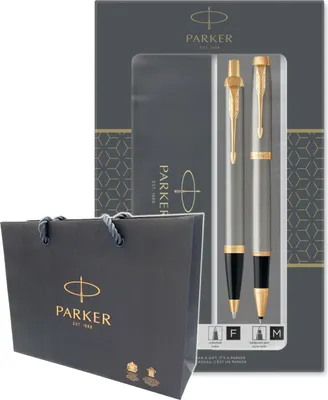 Produktbild von Parker IM Brushed Metal GT, Metallisch, Schwarz, Gold, 2 Stück(e), Kugelschreiber