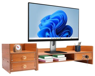 Produktbild von Monitorständer mit 3 Schubladen und Halterung für Mobiltelefone