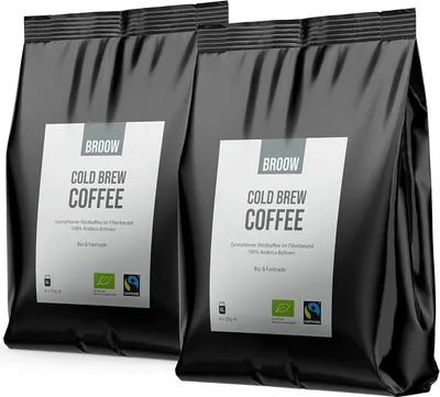 Produktbild von broow - Cold Brew Coffee Fairtrade gemahlener Röstkaffee im Filterbeutel DE-ÖKO-006