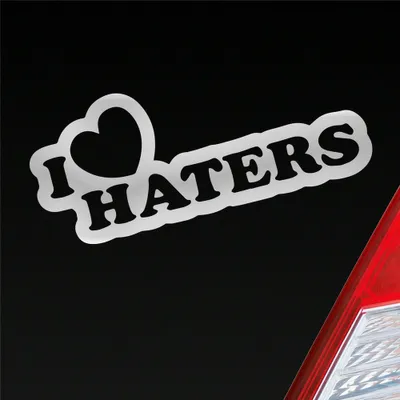 Produktbild von Auto Aufkleber I Love Haters Lustig Spruch 15x6 cm Silber Sticker Heckscheibenaufkleber