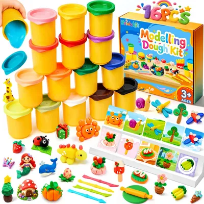 Immagine prodotto di Set di pasta modellabile, 16 colori, non tossica, morbida, adatta a bambini dai 3 anni in su, per giochi creativi