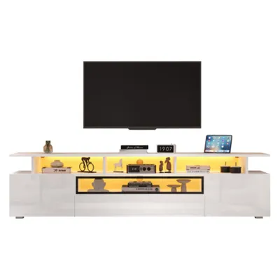 Produktbild von TV-Schrank,Hochglanz-TV-Ständer mit 2 Schränken und 1 Schublade,Lowboard Mit LED, passend für Fernseher um die 75 Zoll 180*38*45cm