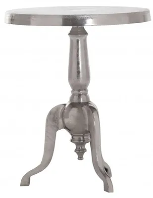 Zdjęcie produktu dla Stolik pomocniczy Casa Padrino, aluminium, styl barokowy, srebrny, wymiary: 63 x 51 cm