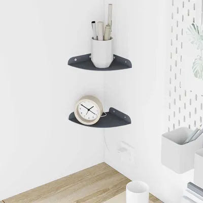 Immagine prodotto di Maison Exclusive - Scaffale angolare sospeso, 2 pezzi, antracite, 15 x 15 x 2 cm