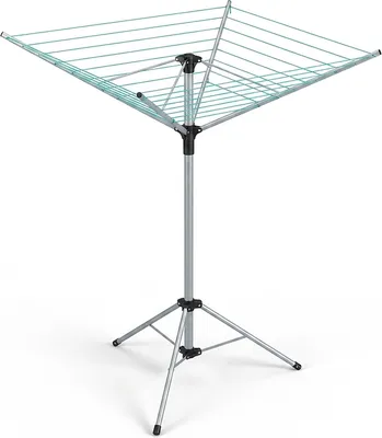 Image de Sèche-linge pliable - Longueur de séchage : 15 mètres - Pour jardin et camping - Pliable - Avec pieds - Étagère à linge pour balcon - Hauteur : 140 cm - Argenté