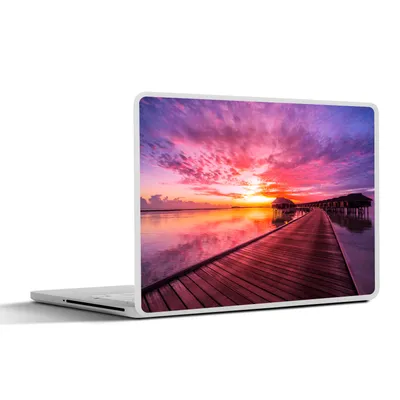Produktbild von MuchoWow® Laptop Aufkleber Sticker Cover Steg - Wasser - Sonne - Rosa - Horizont 30x21 cm - Sticker für Laptop - Selbstklebend
