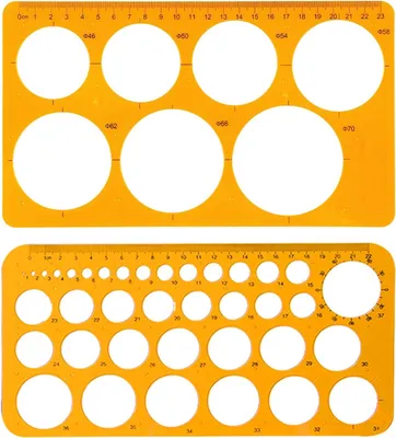 Produktbild von Kreisschablonen Set 2 Stück, für technisches Zeichnen, wiederverwendbarer Kunststoff, geometrische Muster