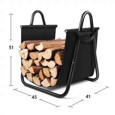 Produktbild von Bc-elec - HMFR-10 Schwarzer Stahl Holzspeicher 46X41X51CM, Korb für Brennholz, Blocklager
